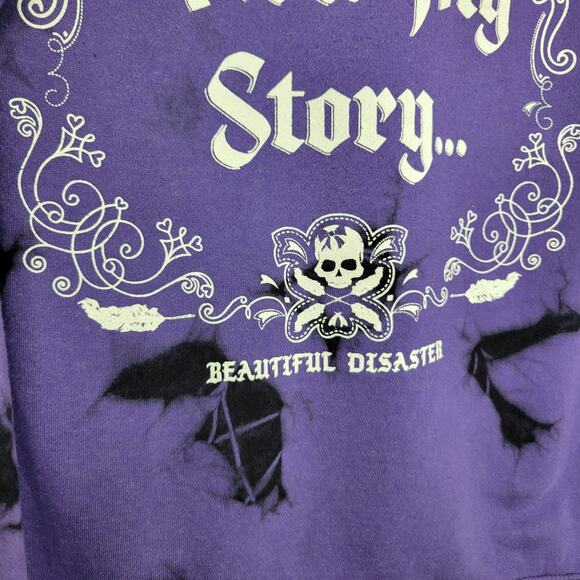 Beautiful Disaster Purple Tie Dye Know My Story Pullover Hoodie Size Curvy 2XL - Picture 9 of 10